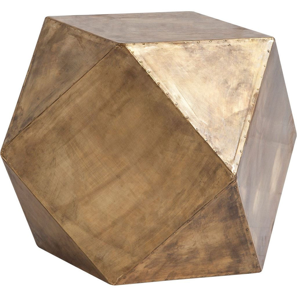 Homeroots 19" Brass Hexagonal End Table With Square Top   380668
