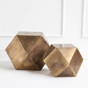Homeroots 19" Brass Hexagonal End Table With Square Top   380668