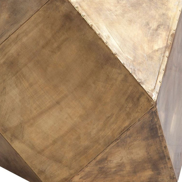 Homeroots 19" Brass Hexagonal End Table With Square Top   380668