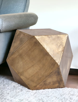 Homeroots 19" Brass Hexagonal End Table With Square Top   380668
