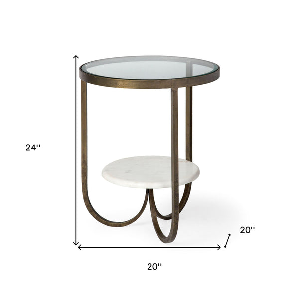 Homeroots 24" White Glass Round End Table   380669