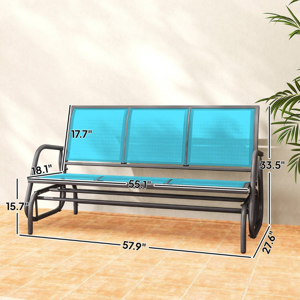 English Elm Outdoor 3 Seat Porch Glider Bench Powder Coated Steel Breathable Mesh Patio Swing T3971P420674