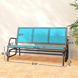 English Elm Outdoor 3 Seat Porch Glider Bench Powder Coated Steel Breathable Mesh Patio Swing T3971P420674