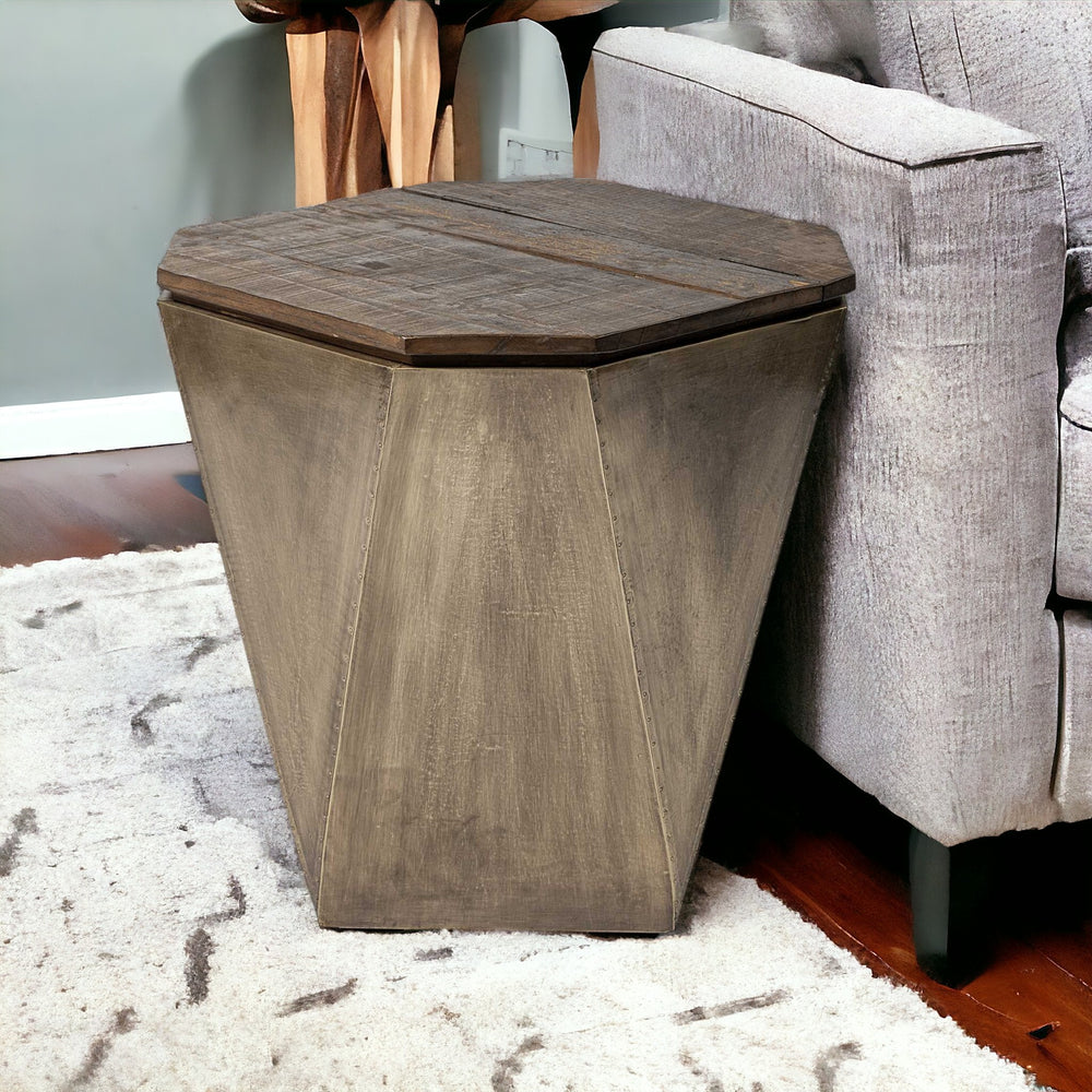 Homeroots 21" Brown Solid Wood End Table   380674
