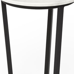 Homeroots 21" Black And White Marble Round End Table   380683