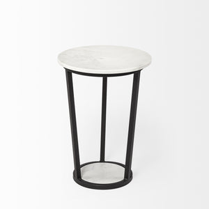 Homeroots 21" Black And White Marble Round End Table   380683