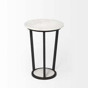Homeroots 21" Black And White Marble Round End Table   380683