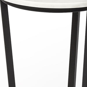 HomeRoots 21" Elegant Black and White Marble Round End Table - Modern Design for Versatile Living Spaces 380683