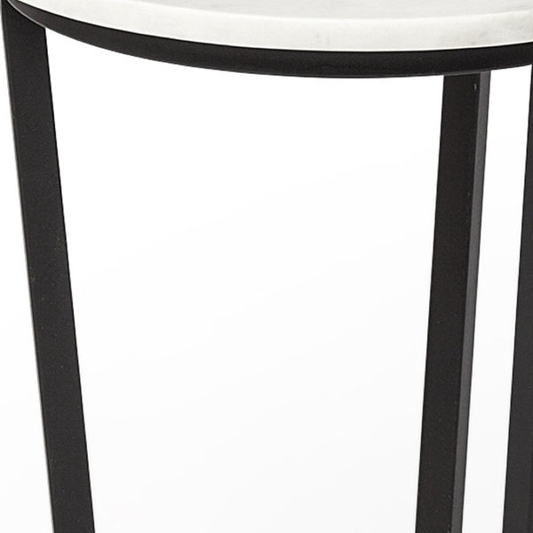 HomeRoots 21" Elegant Black and White Marble Round End Table - Modern Design for Versatile Living Spaces 380683