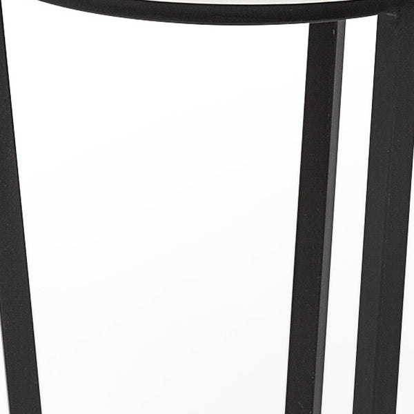 Homeroots 21" Black And White Marble Round End Table   380683