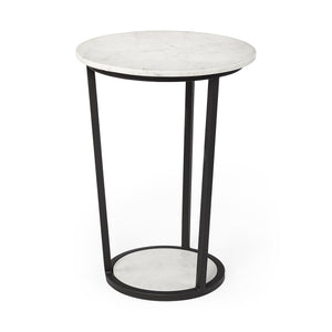 Homeroots 25" Black And White Marble End Table   380684