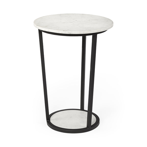 Homeroots 25" Black And White Marble End Table   380684