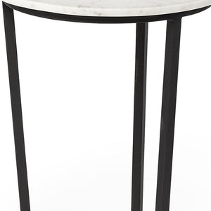 Homeroots 25" Black And White Marble End Table   380684