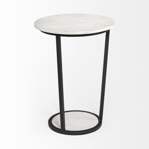 Homeroots 25" Black And White Marble End Table   380684