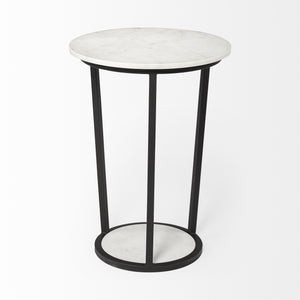 Homeroots 25" Black And White Marble End Table   380684