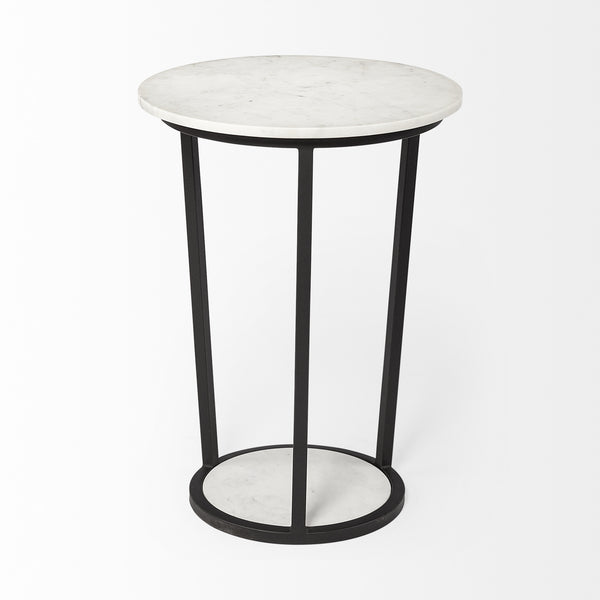 Homeroots 25" Black And White Marble End Table   380684