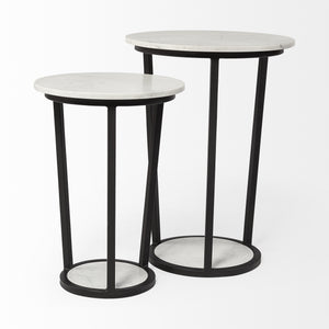 Homeroots 25" Black And White Marble End Table   380684