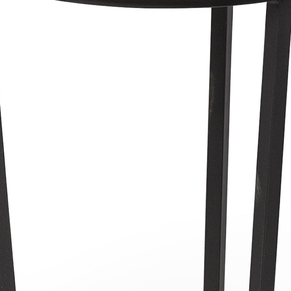 HomeRoots 25" Elegant Black and White Marble End Table - Modern Luxury Accent Piece for Any Room Decor 380684