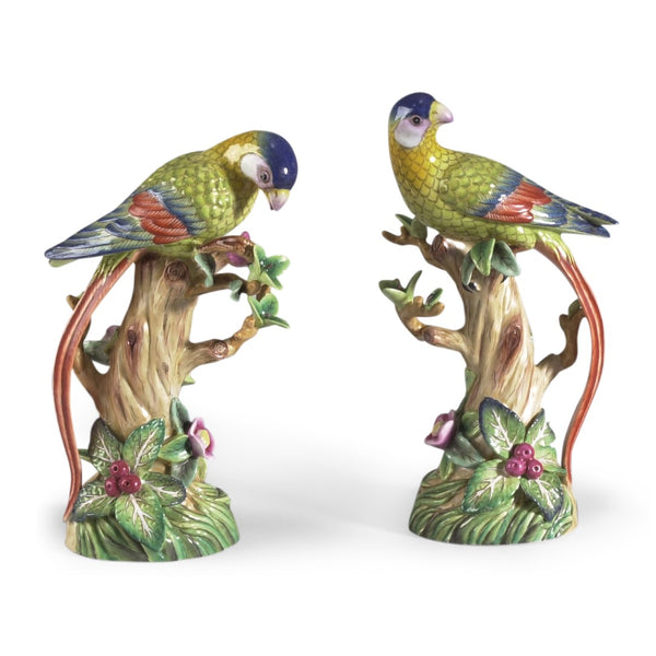 Chelsea House Parrot/Fruit Hand-Painted Porcelain Parrot Pair On Fruit Tree Branch — Vivid Detail, Elegant Accent Decor 380689