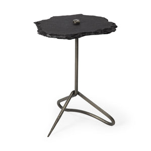Homeroots 24" Slate Gray And Black Stone End Table   380689
