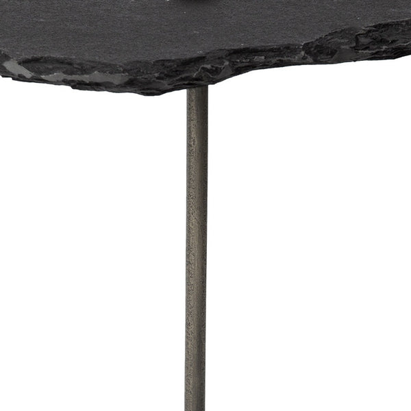 Homeroots 24" Slate Gray And Black Stone End Table   380689
