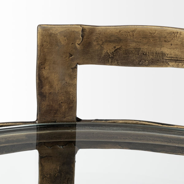 Homeroots 27" Gold And Clear Glass Round End Table   380690