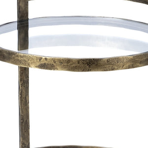 HomeRoots 27" Elegant Gold and Clear Glass Round End Table - Modern Glam Design for Living Spaces & Bedrooms 380690