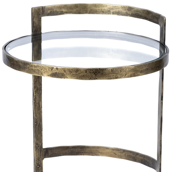 Homeroots 27" Gold And Clear Glass Round End Table   380690