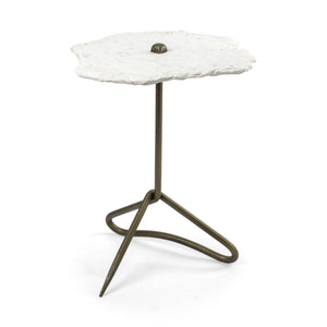 Homeroots 23" Gold And White Marble End Table   380693