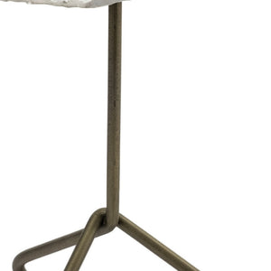 HomeRoots 23" Gold and White Marble End Table – Elegant Three-Leg Design, Versatile Accent Table for Any Space 380693