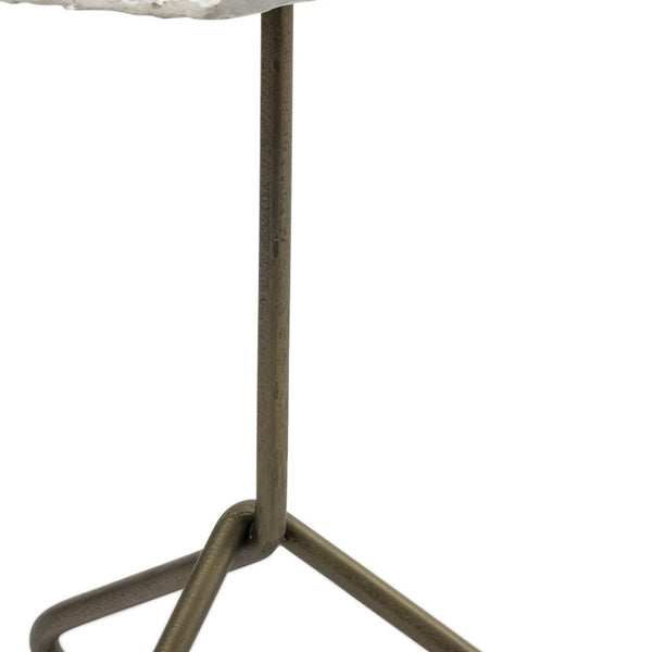 Homeroots 23" Gold And White Marble End Table   380693