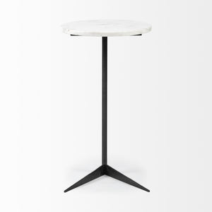 Homeroots 27" Black And White Marble Round End Table   380695