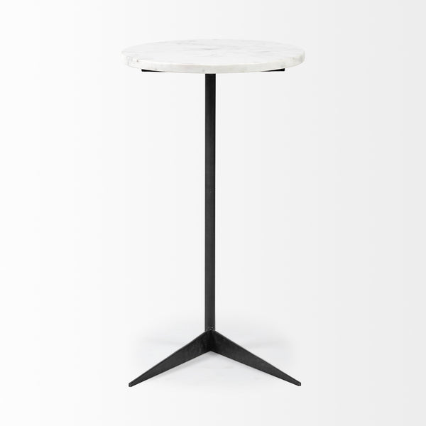 Homeroots 27" Black And White Marble Round End Table   380695