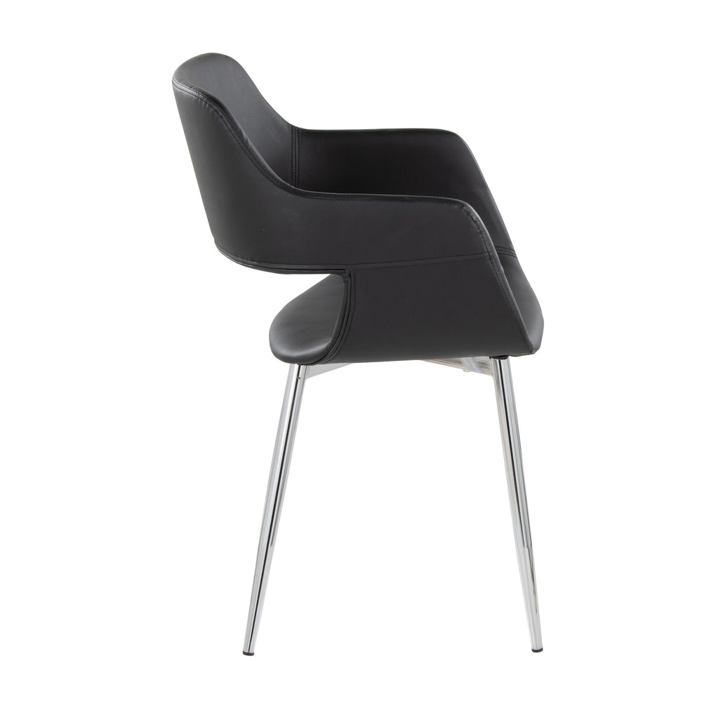 English Elm Margarite Contemporary Dining Chairs - Set Of 2, Sleek Chrome & Black Faux Leather Accent Seating B202S01273