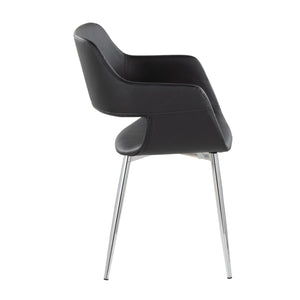 English Elm Margarite Contemporary Dining Chairs - Set Of 2, Sleek Chrome & Black Faux Leather Accent Seating B202S01273