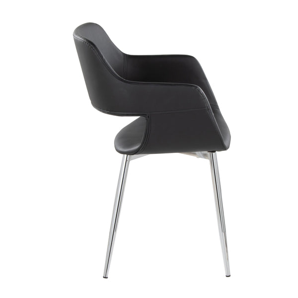 English Elm Margarite Contemporary Dining Chairs - Set Of 2, Sleek Chrome & Black Faux Leather Accent Seating B202S01273