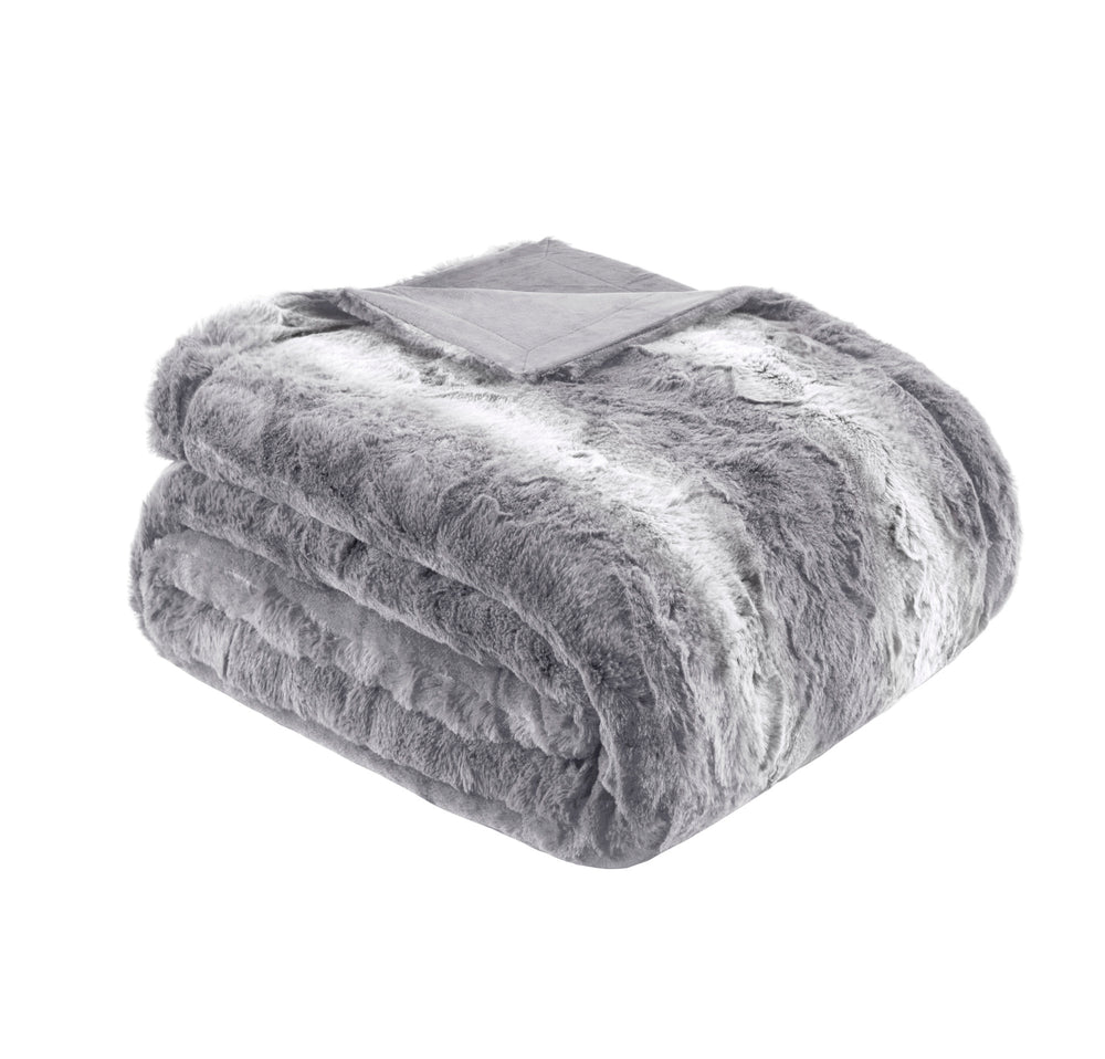 English Elm 1PC Luxurious 66x90" Faux Fur Blanket - Plush Serengeti Face, Cozy Mink Backing for Ultimate Warmth Grey 8.86 L x 11.81 W x 5.91 H B035P341146