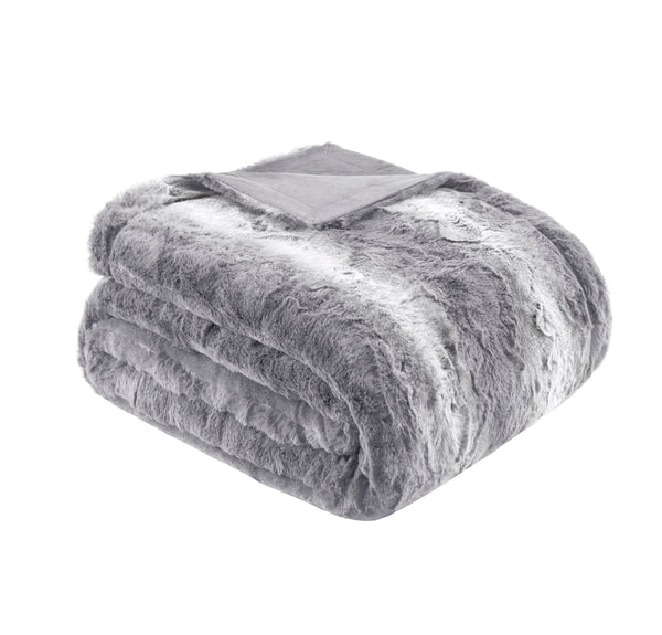 English Elm 1PC Luxurious 90x90" Faux Fur Blanket with Plush Serengeti Face and Soft Mink Backing for Cozy Comfort Grey 8.86 L x 12.6 W x 6.69 H B035P341147