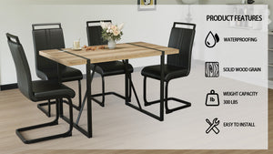 English Elm 55" Modern Farmhouse Dining Table Set With Pu Chairs - Industrial Style, Easy Assembly, Versatile Use W2189S00105
