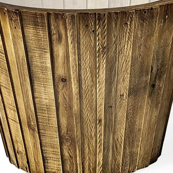 Homeroots Set Of Two 19" Brown And Clear Glass Round End Table   380707