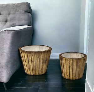 Homeroots Set Of Two 19" Brown And Clear Glass Round End Table   380707