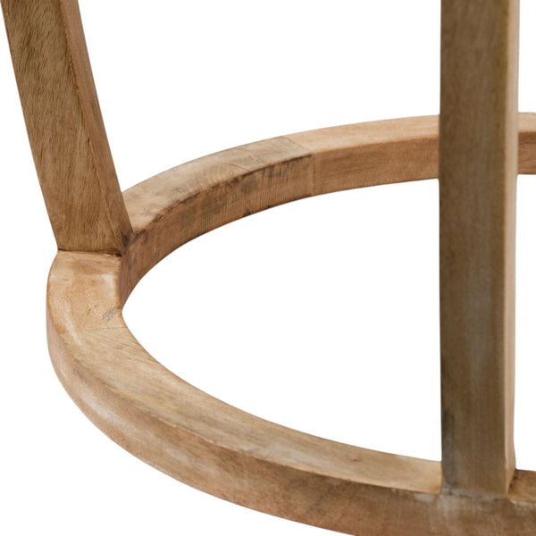HomeRoots 26" Stylish Round End Table with Clear Glass Top & Brown Wood Base - Perfect for Modern Decor! 380711