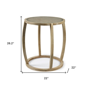 Homeroots 26" Brown And Clear Glass Round End Table   380711