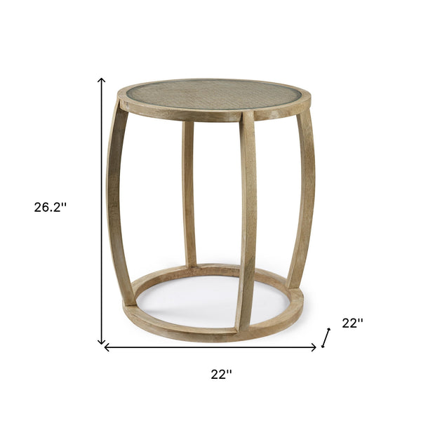 Homeroots 26" Brown And Clear Glass Round End Table   380711