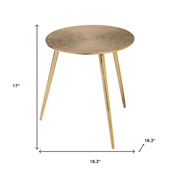 HomeRoots 17" Gold Metal Round End Table - Stylish Compact Accent for Small Spaces, Perfect for Any Room Decor 380712
