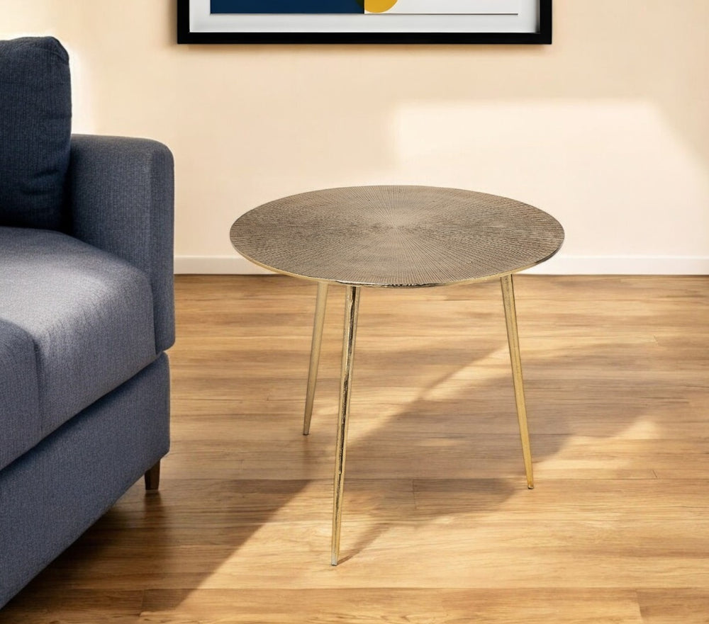 HomeRoots 21" Gold Metal Round End Table - Modern Accent for Living Room, Versatile Side Table & Nightstand 380714