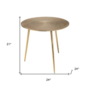 HomeRoots 21" Gold Metal Round End Table - Modern Accent for Living Room, Versatile Side Table & Nightstand 380714