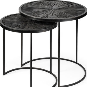 Homeroots Set Of Two 20" Black Round End Table   380716