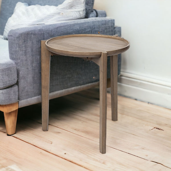 HomeRoots 24" Elegant Brown Round End Table - Sturdy Solid Wood Design for Modern & Traditional Interiors 380718