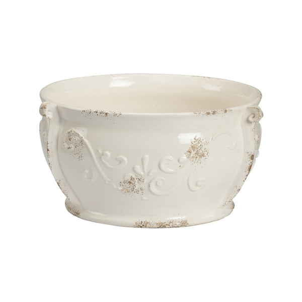 Chelsea House Monaco Hand-Finished Italian Ceramic Cachepot – 7"H X16" Elegant Glazed Planter For Indoor/Patio Decor 380765